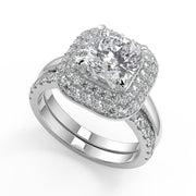 Nyasia Double Halo Cushion Cut Diamond Engagement Ring - Nivetta